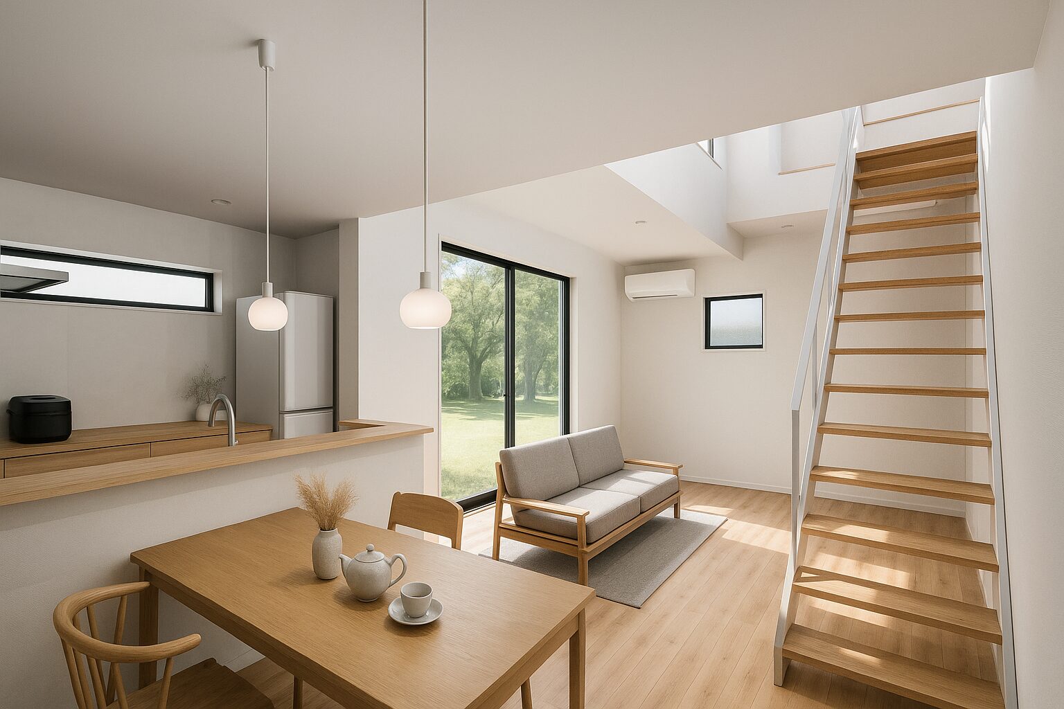 玄関からすぐ19帖広々LDKへ